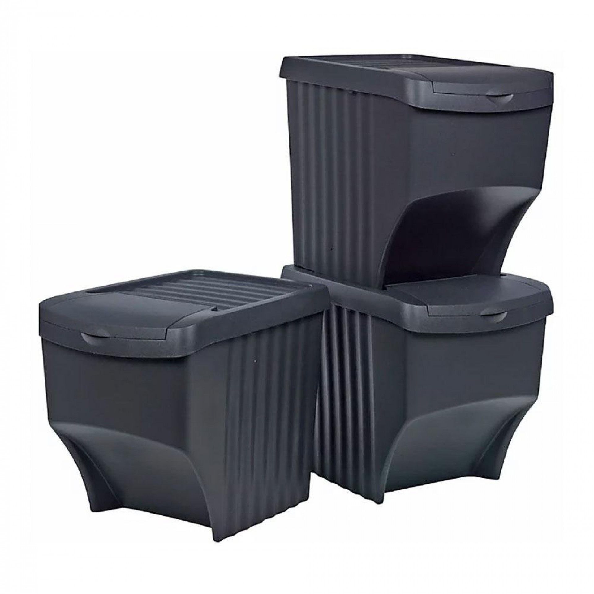Sistema de caixotes recicláveis empilháveis 3x22l 392x293x456mm refª 77164 SORTIBOX