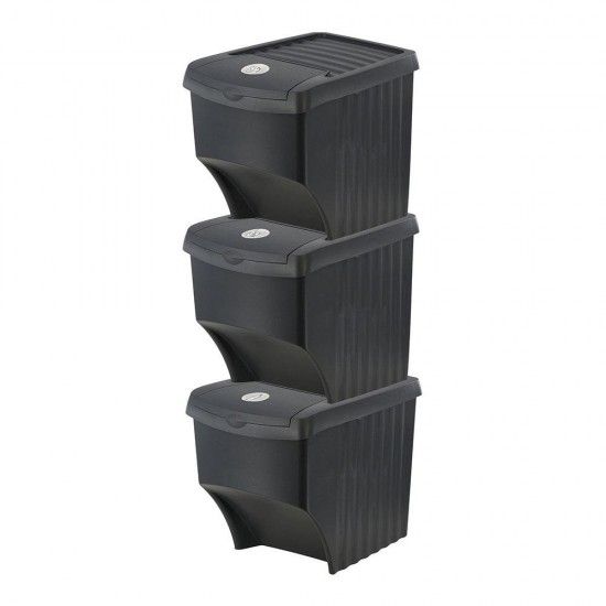 Sistema de caixotes reciclveis empilhveis 3x22l 392x293x456mm ref 77164 SORTIBOX