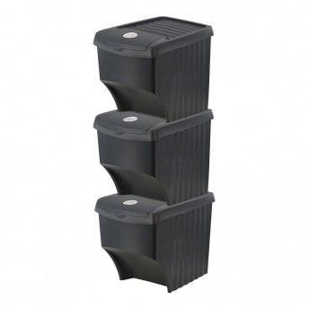 Sistema de caixotes reciclveis empilhveis 3x22l 392x293x456mm ref 77164 SORTIBOX