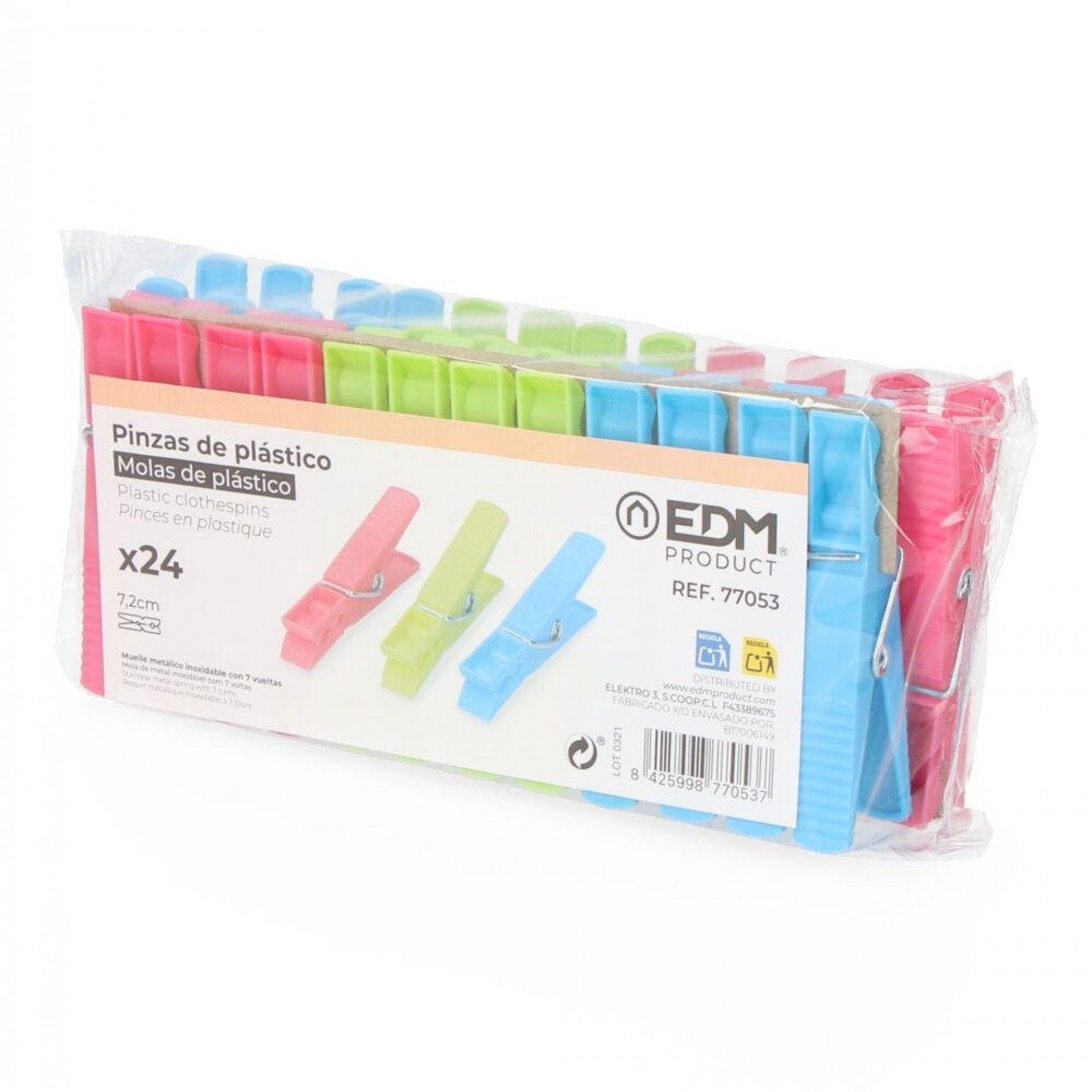 Pack 24 molas de plástico 7,2x2,4x1cm refª 77053 EDM