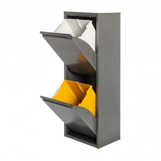 Armario metalico reciclagem 2 gavetas cinzento 92x35x25cm ref 77011 JOBGAR