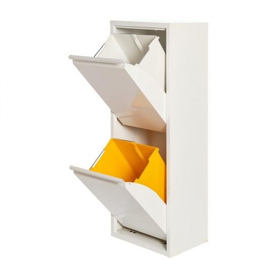 Armario metalico reciclagem 2 gavetas branco 92x35x25cm ref 77010 JOBGAR