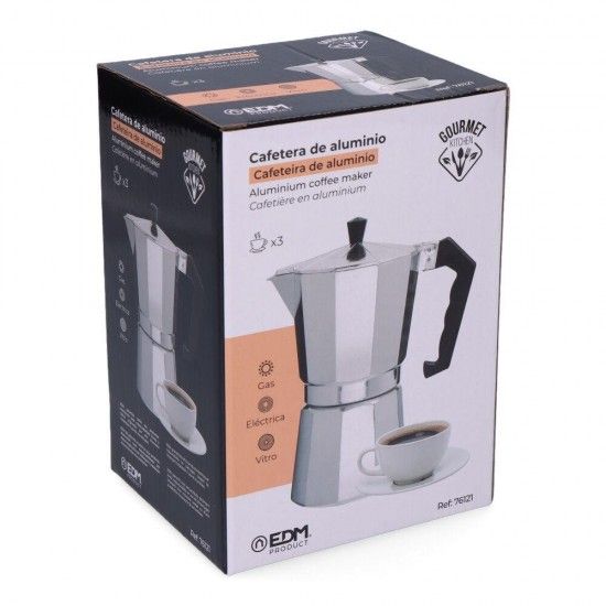 Cafeteira de alumínio de 3 chávenas refª 76121 GOURMET KITCHEN Cafeteira de alumínio de 3 chávenas refª 76121 GOURMET KITCHEN