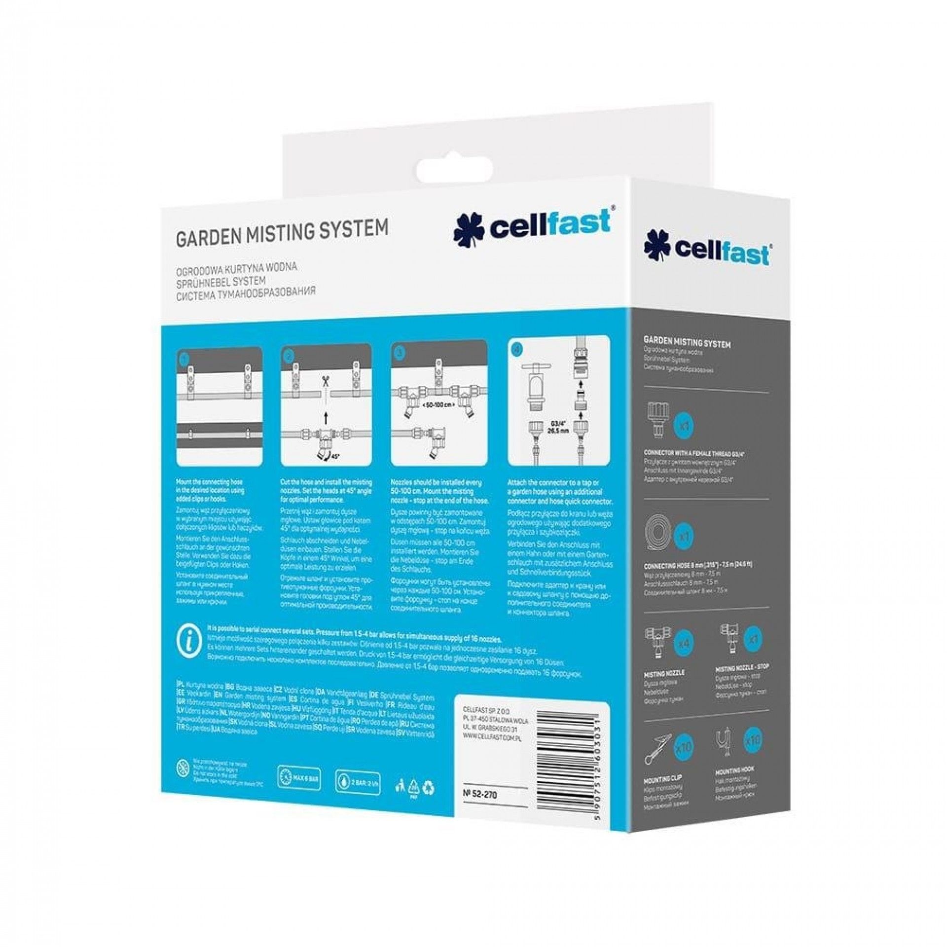 Kit de nebulização/climatização para exterior de 7,5m refª 75738 CELLFAST