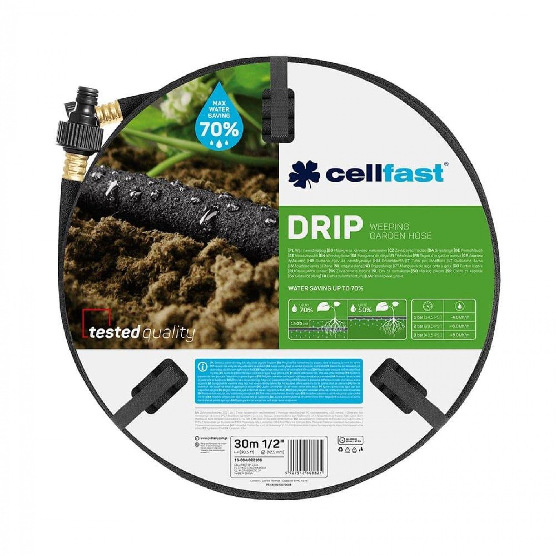 Kit mangueira porosa rega gota a gota 12,5mm x 30m refª 75737 CELLFAST