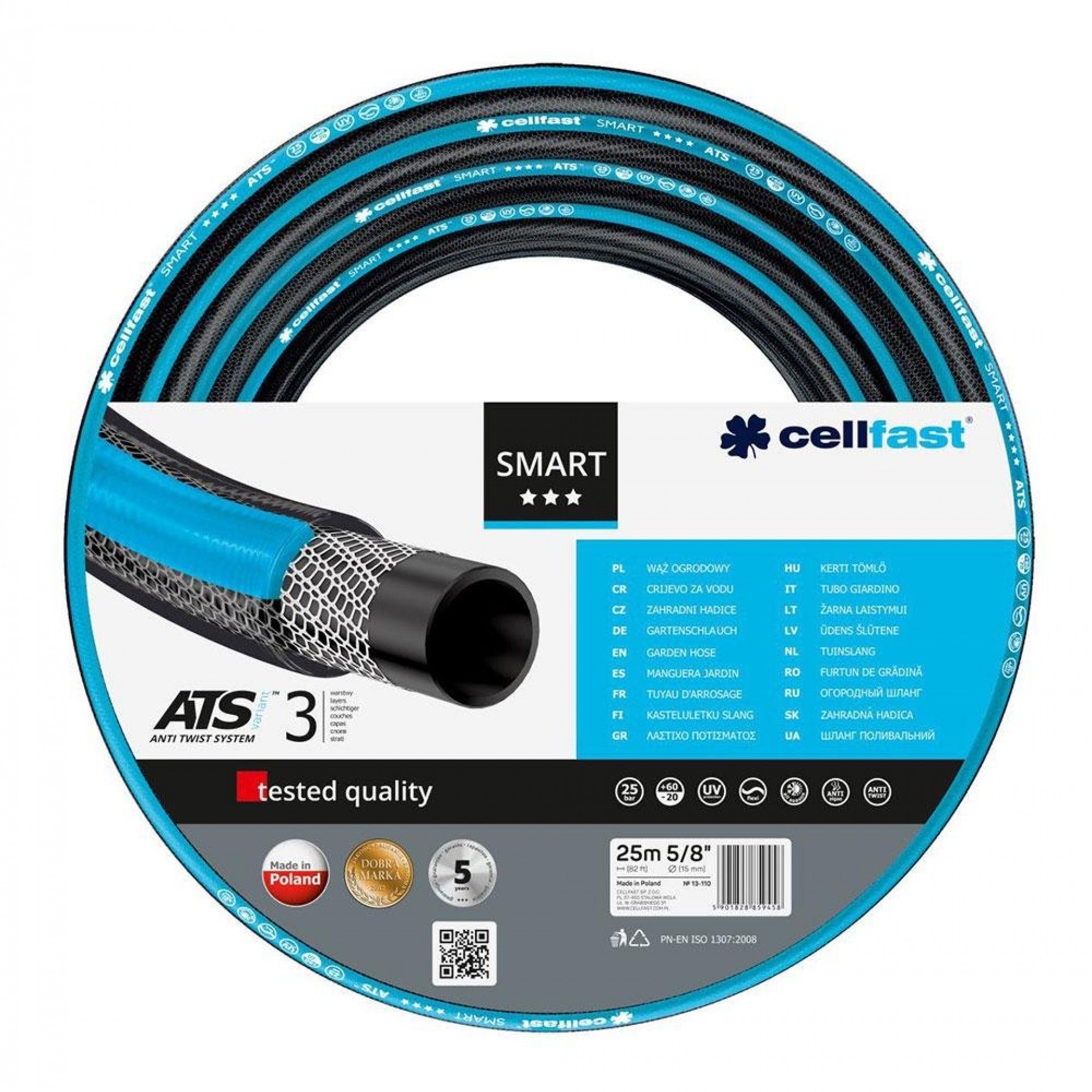 Mangueira para rega smart ats de 15mm x 25m refª 75709 CELLFAST