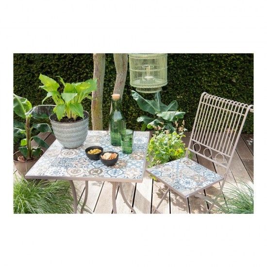 Mesa metal/mosaico cor: castanho 78x78x77cm modelo bistro para exterior ref� 75393 NULL