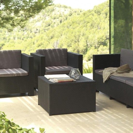 Conjunto jardim/terrao de 2 cadeires+1 sof+1 mesa auxiliar. diva tropea grafit ref 75379 SP BERN
