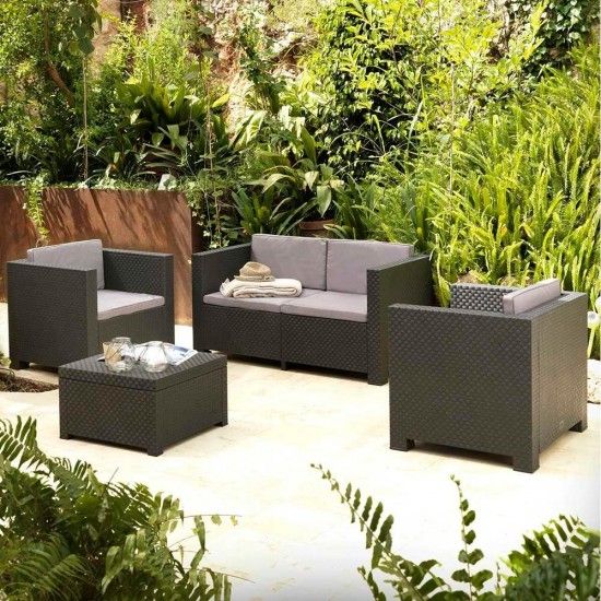 Conjunto jardim/terrao de 2 cadeires+1 sof+1 mesa auxiliar. diva tropea grafit ref 75379 SP BERN
