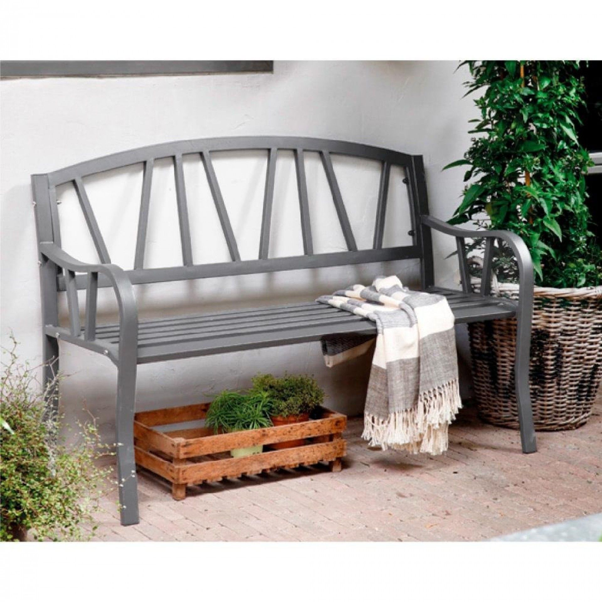 Banco de ferro cor: cinza 123x53x86cm para exterior refª 75349 NULL
