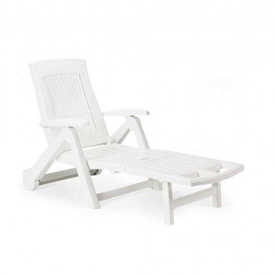 Espreguiadeira dobrvel com rodas. cor: branco 72x195x101cm modelo: zircone ref 75329 IPAE PROGARD