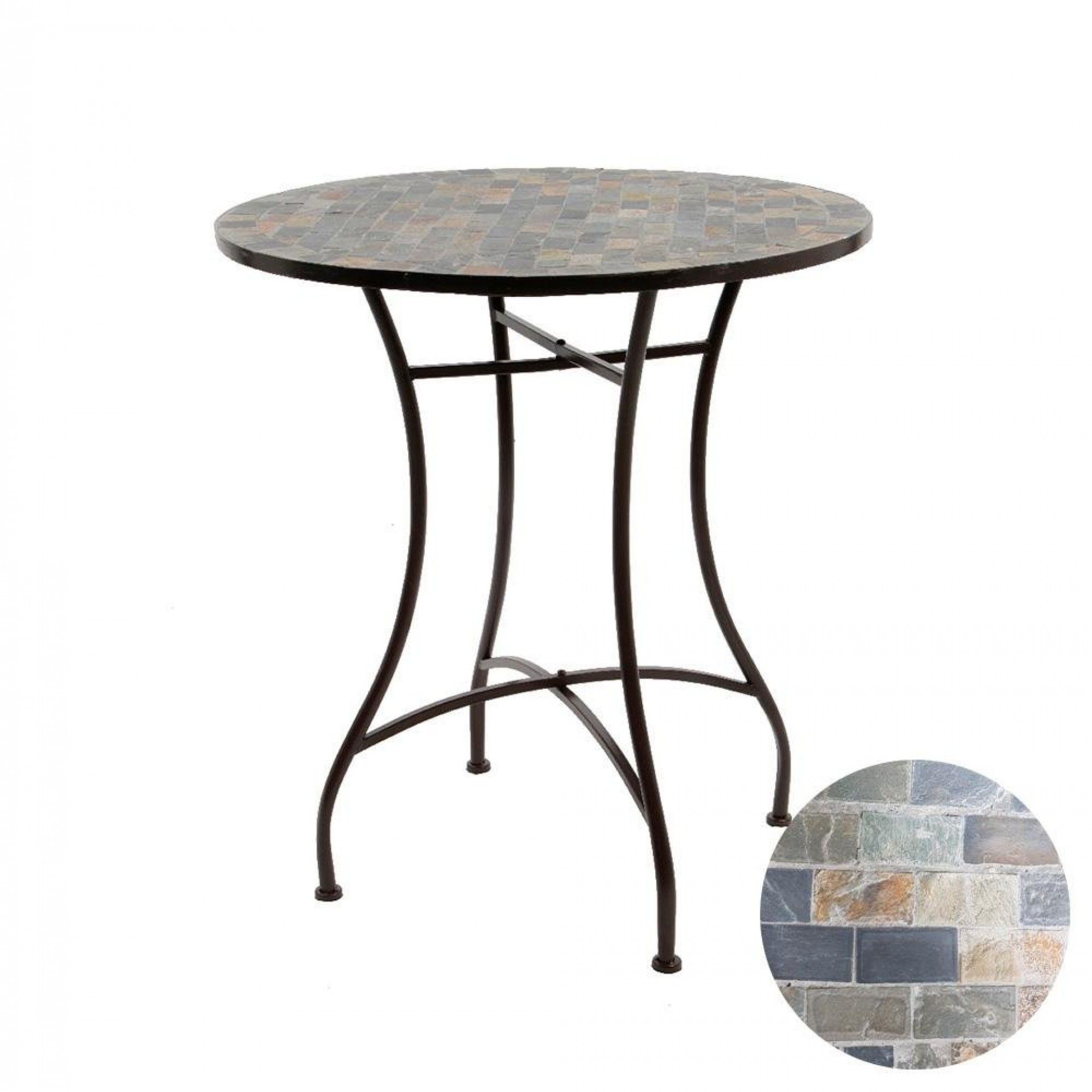 Mesa mosaico cor castanho. ø70x77cm modelo stuttgart para exterior refª 75335 NULL