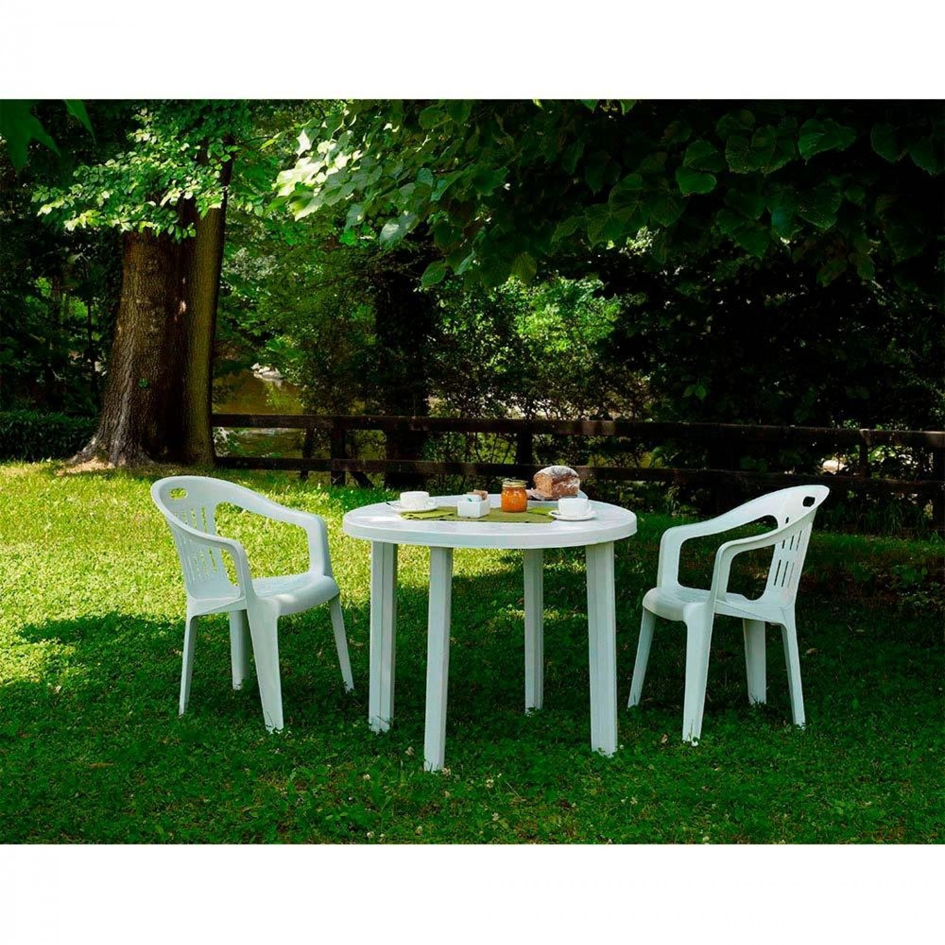 Mesa redonda para ao ar livre. cor: branco ø90x72cm refª 75315 IPAE PROGARDEN