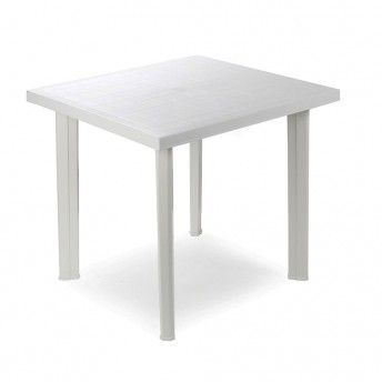 Mesa quadrada para ao ar livre. cor: branco 80x75x72cm ref 75312 IPAE PROGARDEN