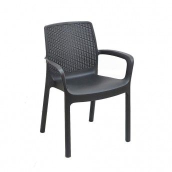 Cadeira empilhvel de rattan imitao. cor: antracite 61x54x82cm modelo: regina progarden. ref 7530