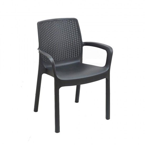 Cadeira empilhvel de rattan imitao. cor: antracite 61x54x82cm modelo: regina progarden. ref 7530