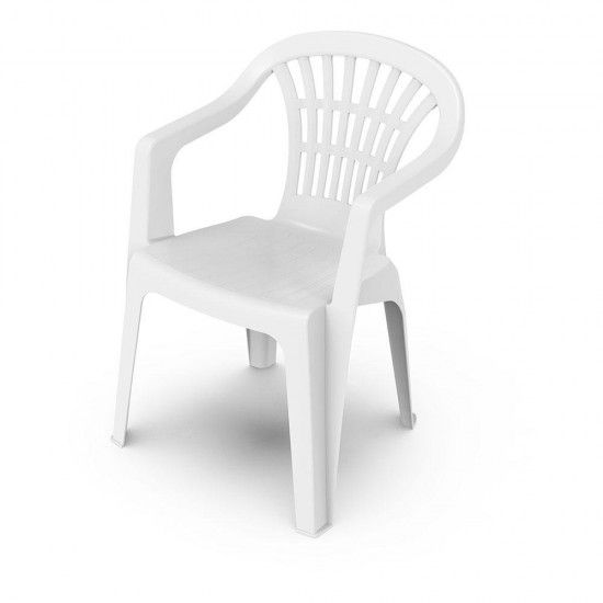 Cadeira empilhvel com encosto baixo cor: branco 56x54x80cm, modelo: lyra ref 75299 PROGARDEN