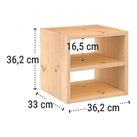 Estante modular 1 cubo + prateleira interm�dia dinamic pinho maci�o 36,2x33x36,2cm ref� 75283 ASTIGA