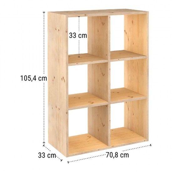 Estante modular 6 cubos dinamic pinho maciço 70,8x33x105,4cm refª 75289 ASTIGARRAGA Estante modular 6 cubos dinamic pinho maciço 70,8x33x105,4cm refª 75289 ASTIGARRAGA