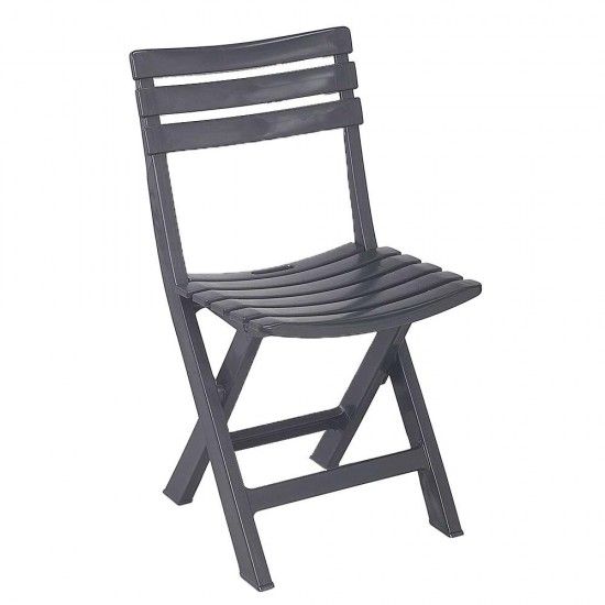 Cadeira dobrvel cor antracita bir80can ipae-progarden. ref 75295 IPAE PROGARDEN