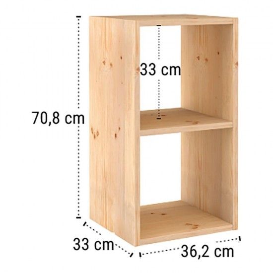 Estante modular 2 cubos dinamic pinho maciço 36,2x33x70,8cm refª 75287 ASTIGARRAGA Estante modular 2 cubos dinamic pinho maciço 36,2x33x70,8cm refª 75287 ASTIGARRAGA
