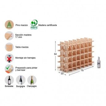 Garrafeira evolutivo rioja para 24 garrafas pinho maciço 75x22x54cm refª 75263 ASTIGARRAGA Garrafeira evolutivo rioja para 24 garrafas pinho maciço 75x22x54cm refª 75263 ASTIGARRAGA