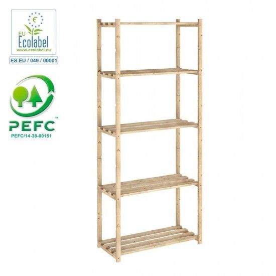 Estante pinho serie natura sem verniz 100% pefc cert 171x65x30cm ref� 75252 ASTIGARRAGA