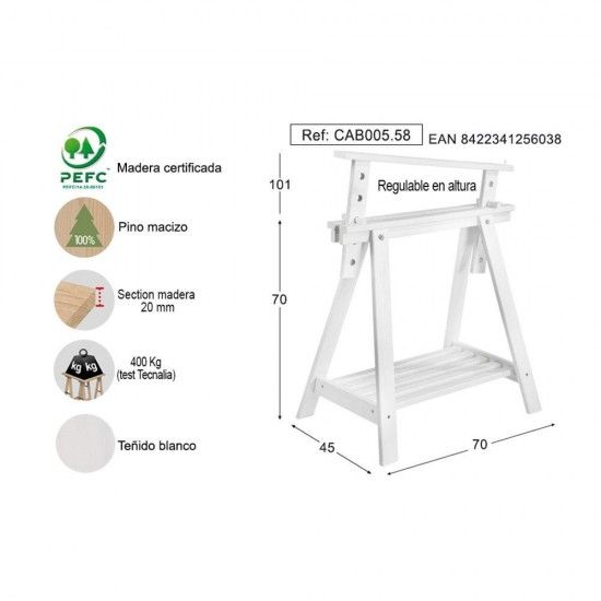 Cavalete architect pinho maci�o branco ref� 75241 ASTIGARRAGA