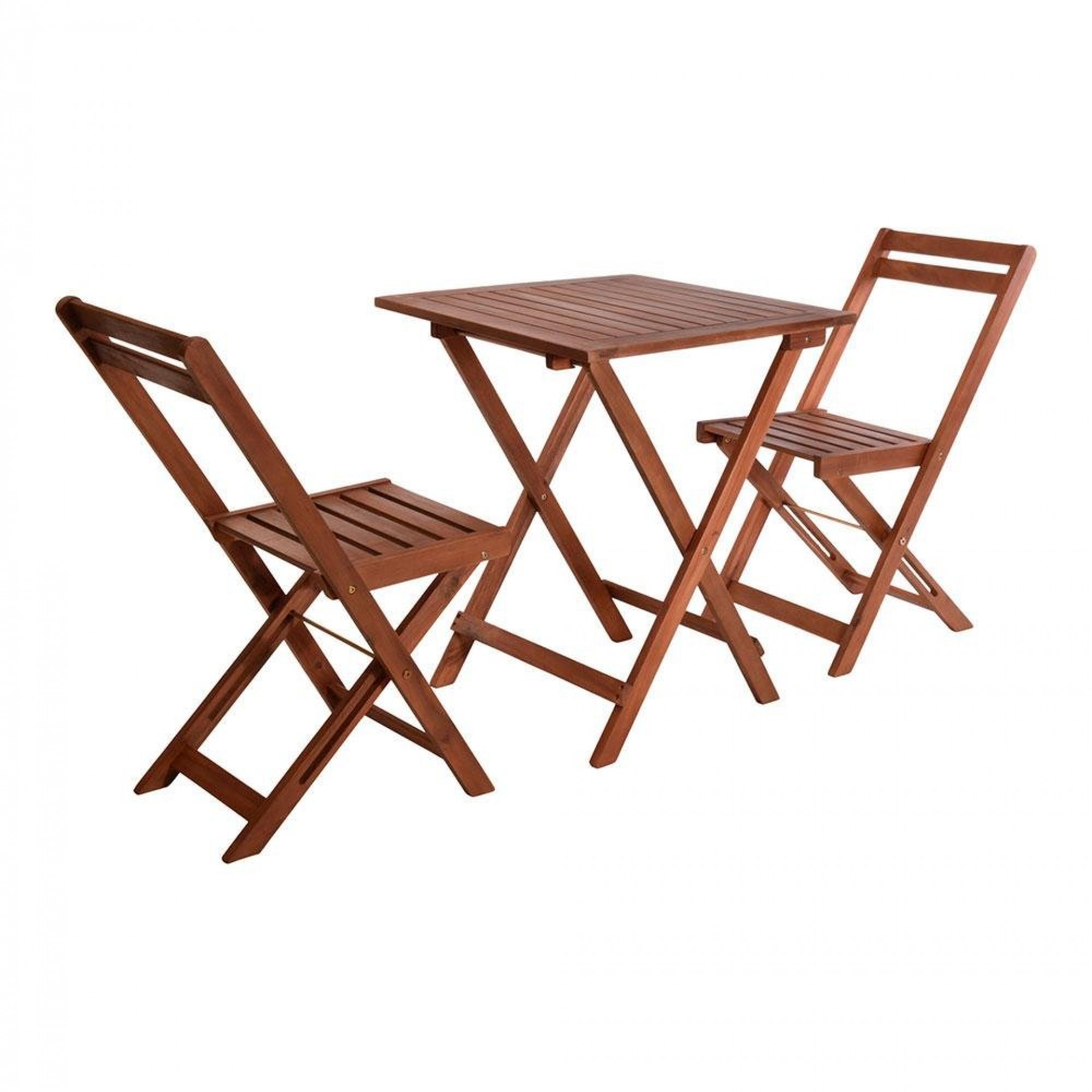 Conjunto mesa e cadeiras de acácia. dobrável. cor: cadeiras naturais: 40x40x80cm mesa: 60x60x72cm re
