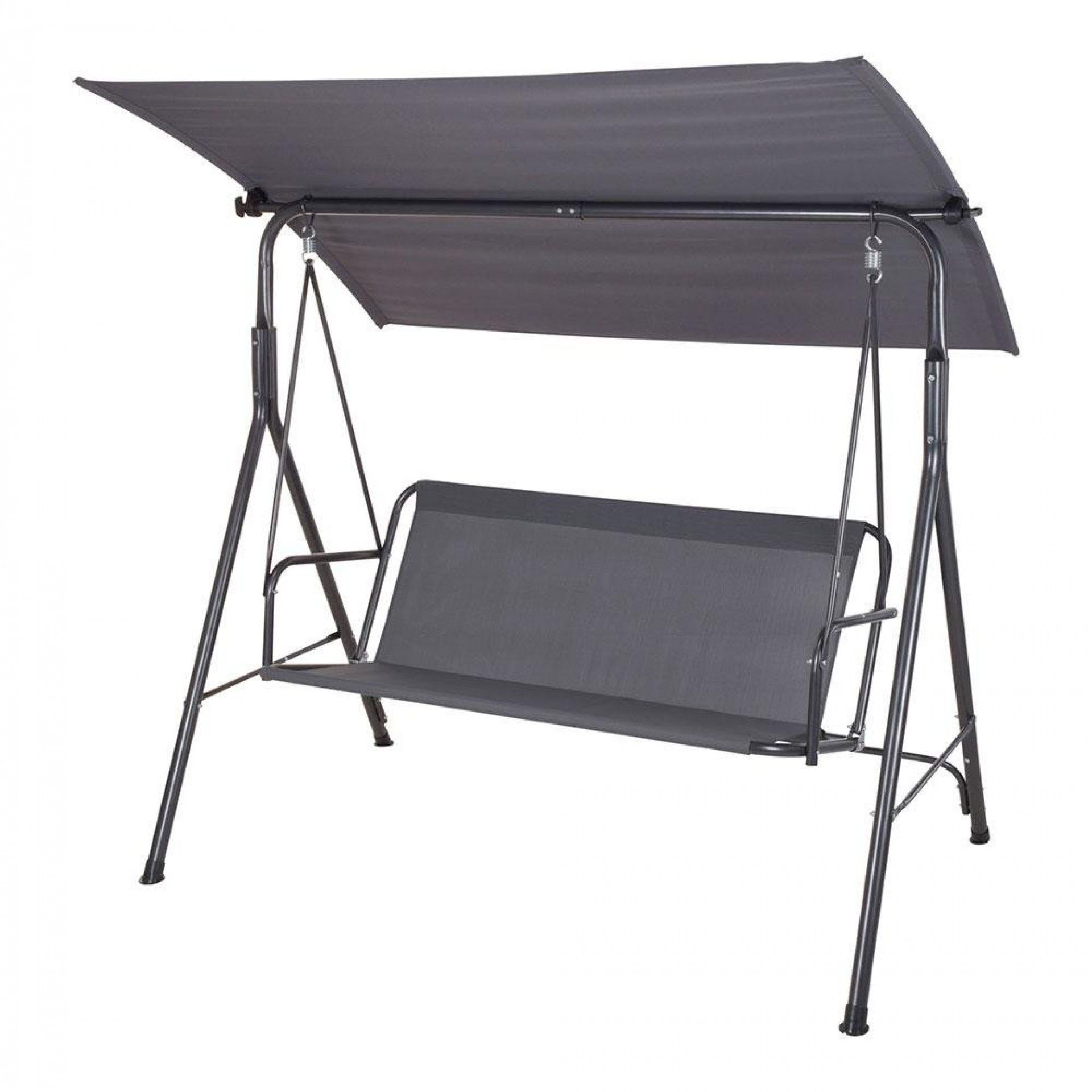 Baloiço de jardim com toldo 170x120x150cm cor cinza escuro refª 75185 PROGARDEN
