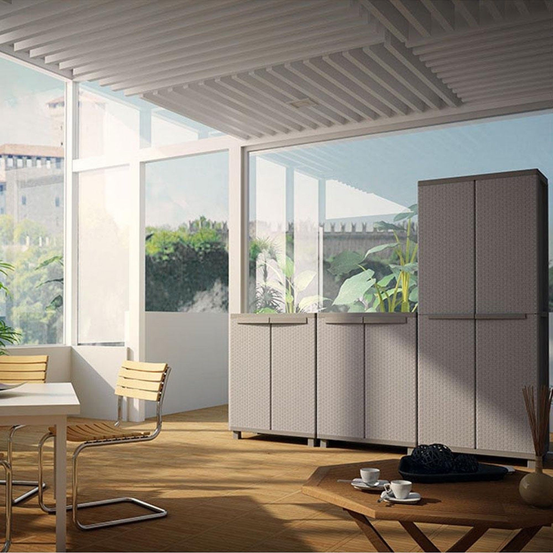 Armário vassoureiro jrattan 369 com 3 prateleiras refª 75166 TERRY