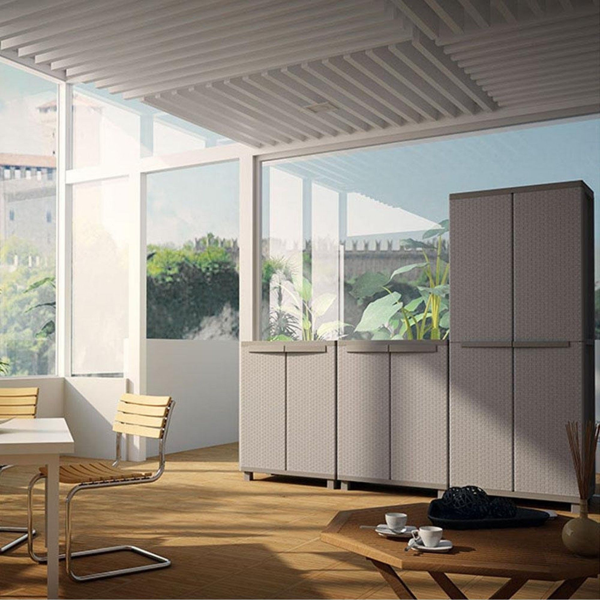 Armário vassoureiro jrattan 368 com 4 prateleiras refª 75165 TERRY