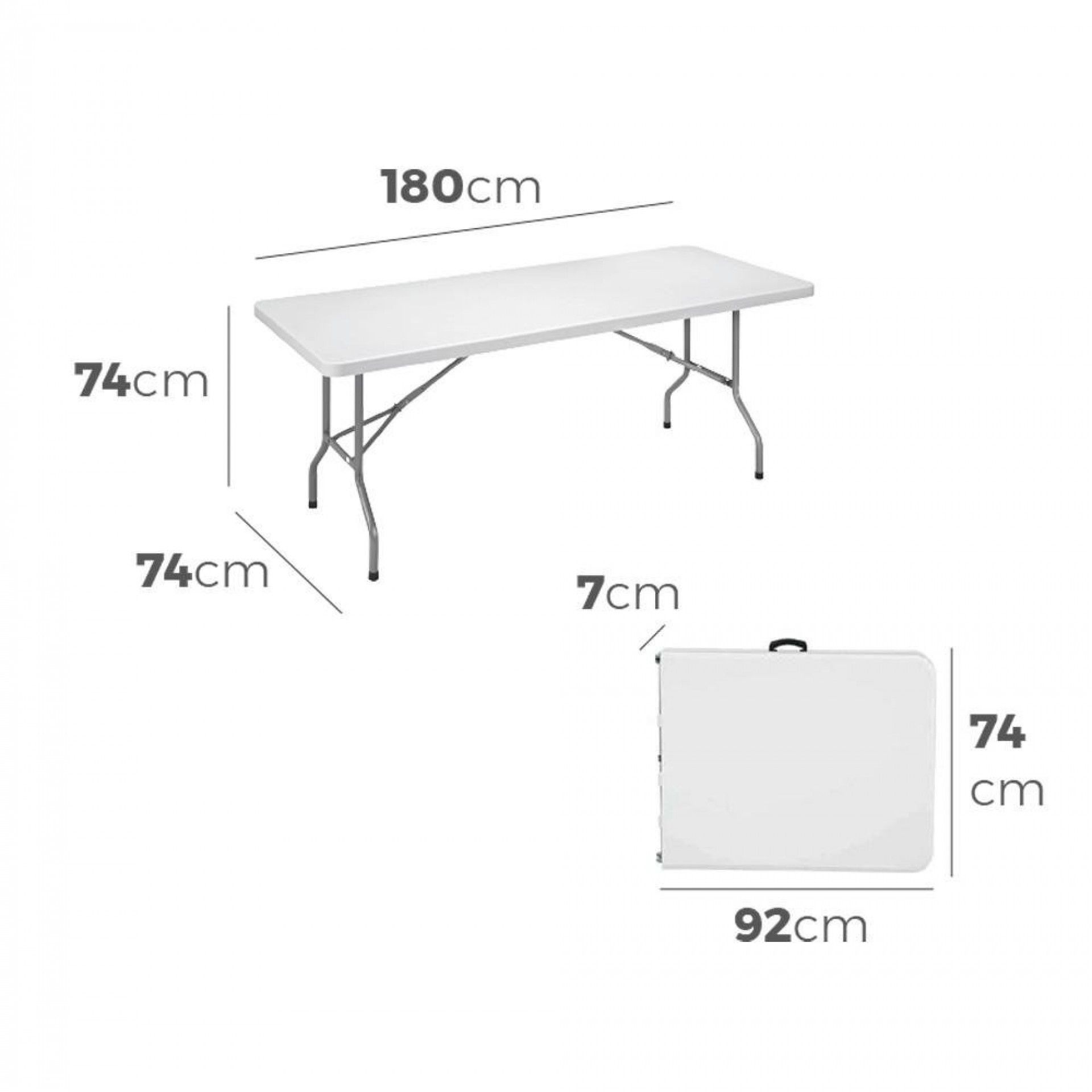 Mesa drobável 180x74x74cm tubo ø22x1.0mm refª 75130 EDM