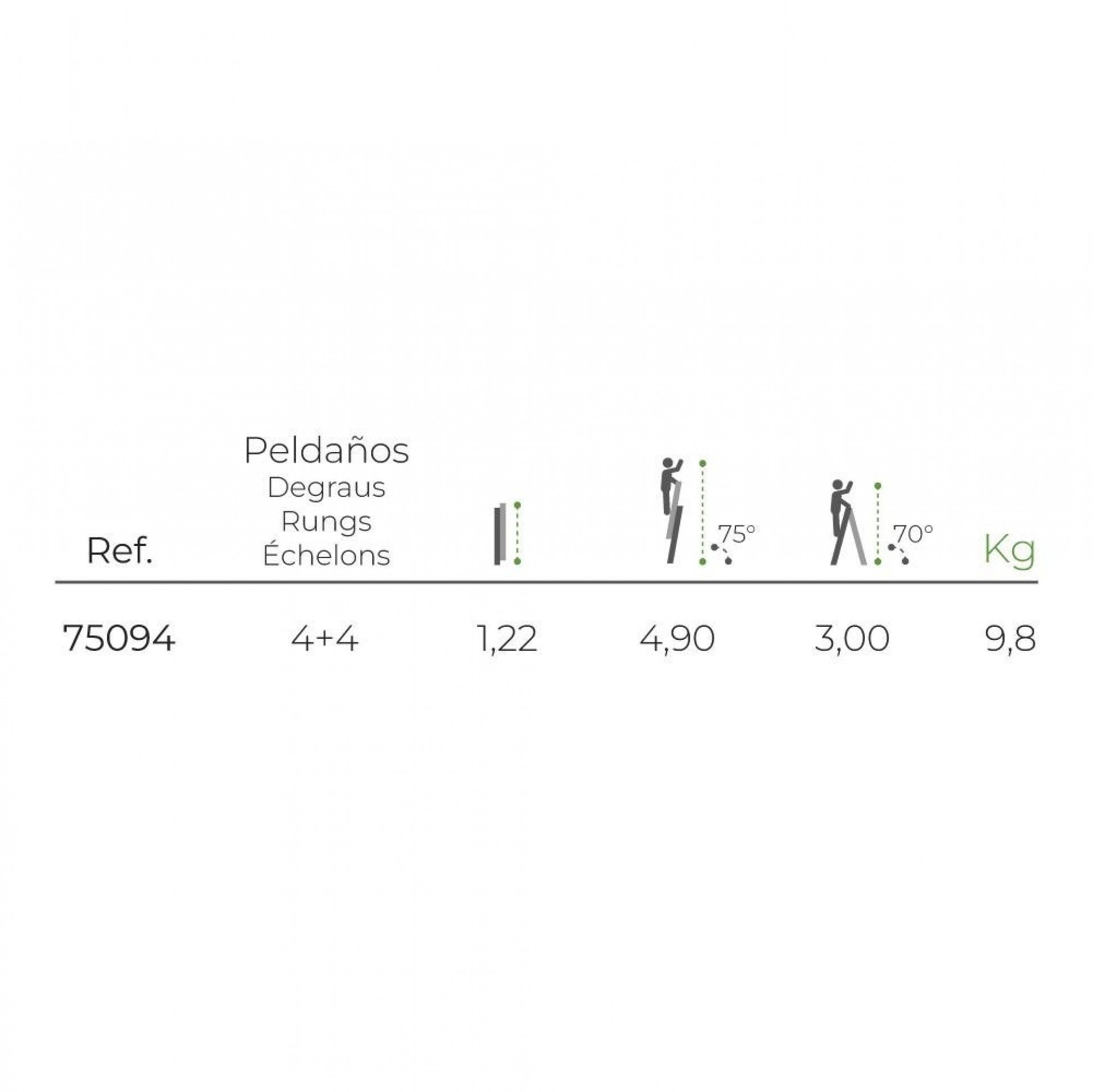 Escada telescópica de alumínio multifunção 2x4+4 degraus en131-4 refª 75094 EDM
