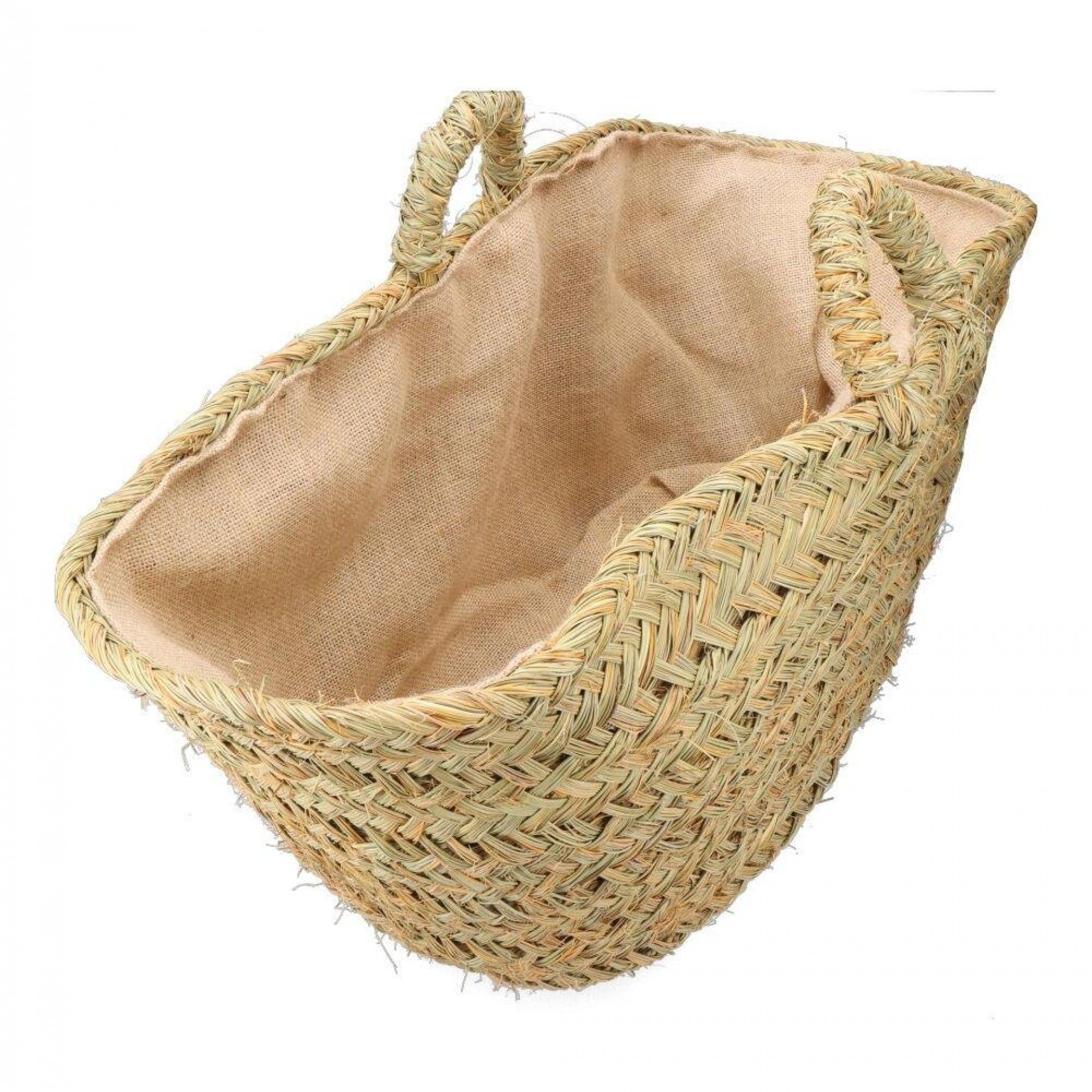 Cesto de esparto com forro para lenha 60x35x45cm oval refª 74238 BASICS