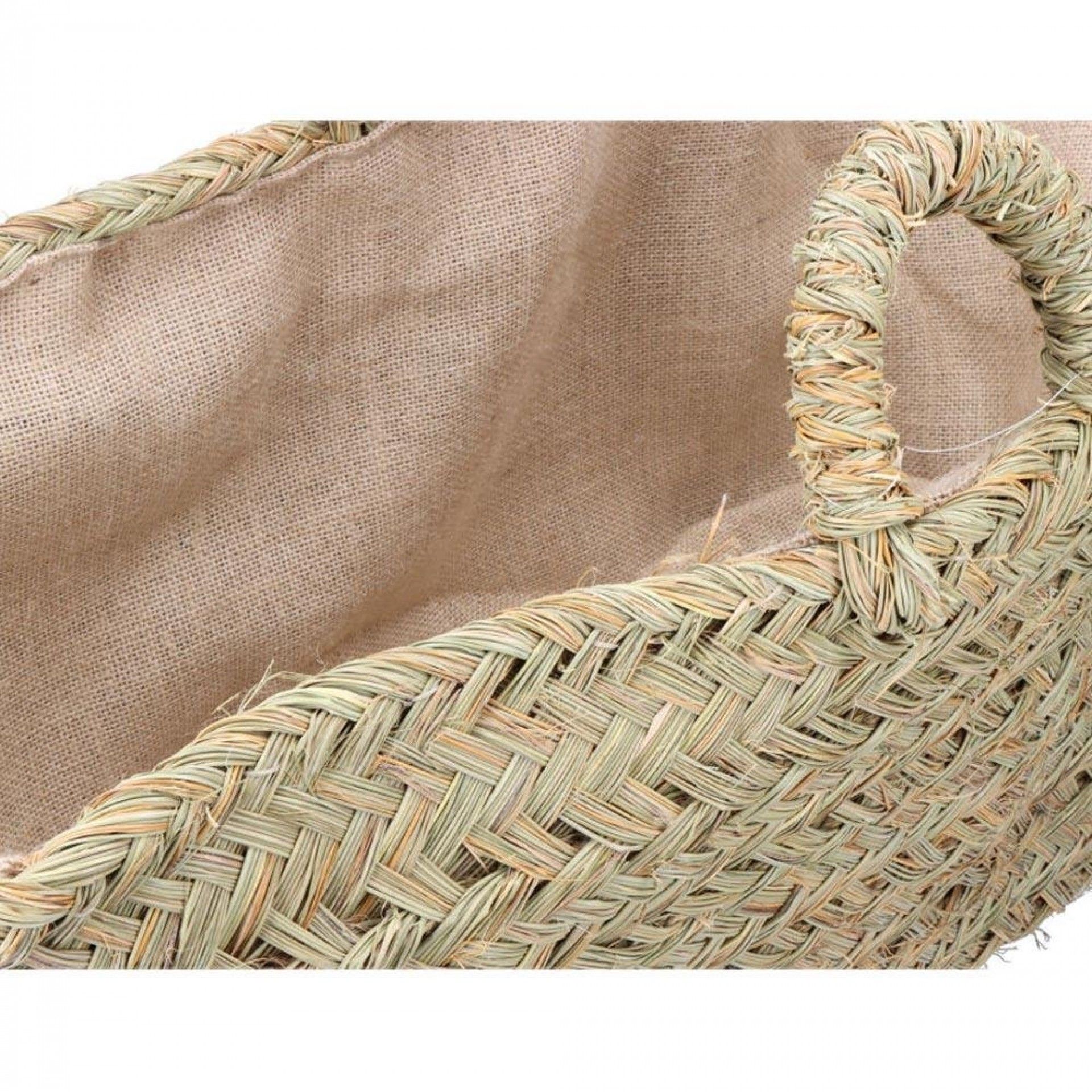 Cesto de esparto com forro para lenha 60x35x45cm oval refª 74238 BASICS