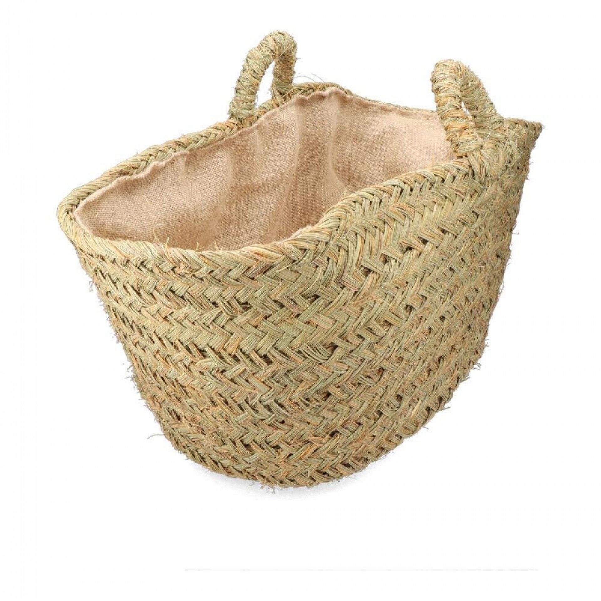 Cesto de esparto com forro para lenha 60x35x45cm oval refª 74238 BASICS