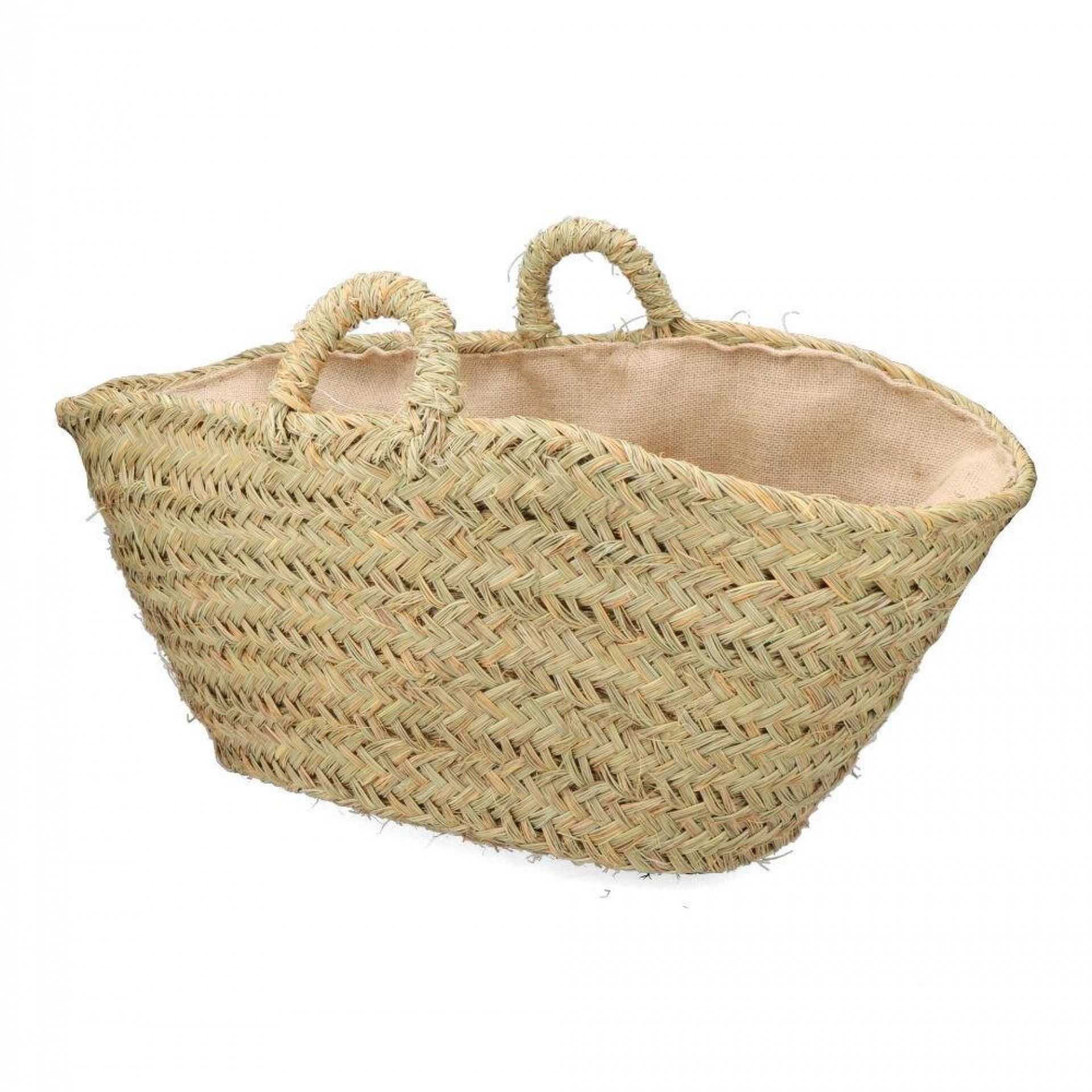 Cesto de esparto com forro para lenha 60x35x45cm oval refª 74238 BASICS