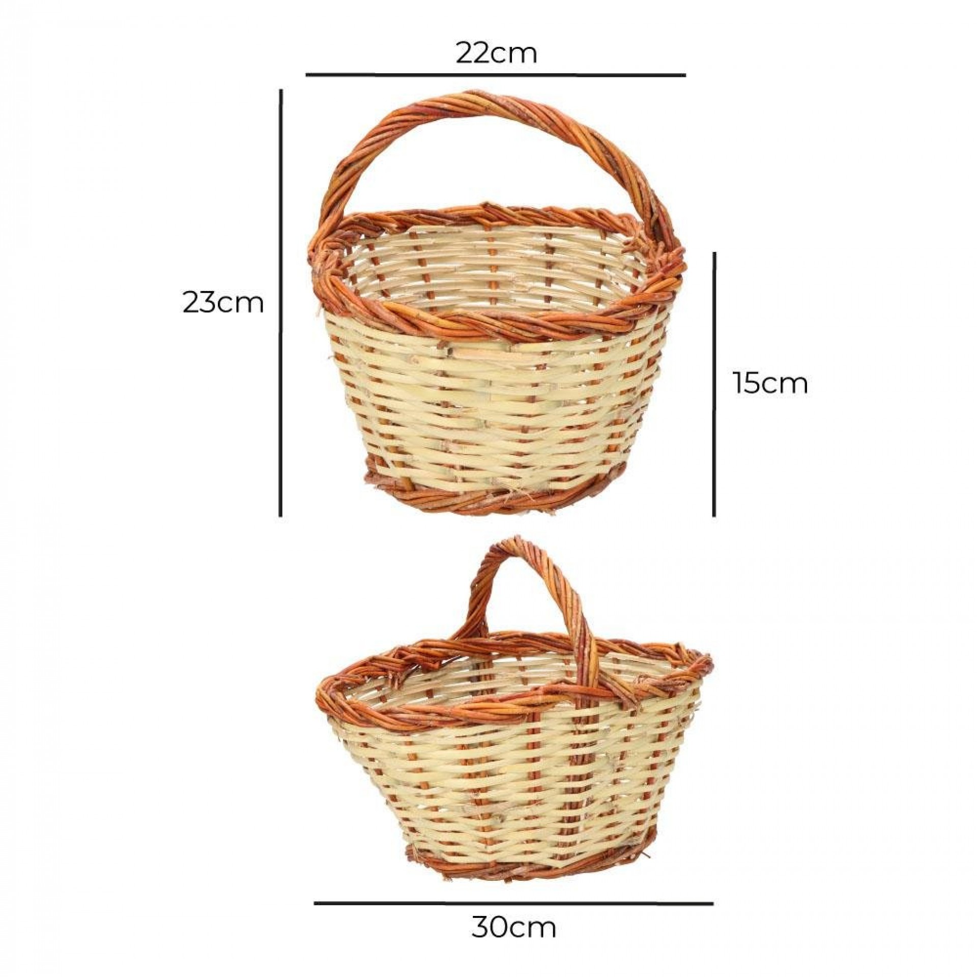 Cesto de cana 30x22x15cm altura con asa 23cm refª 74235 BASICS