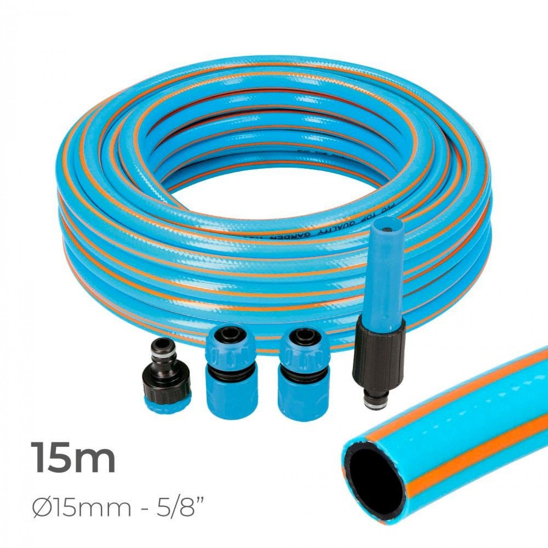 Kit de mangueira de jardim profissional interior ø15mm exterior ø20mm (5/8") 15m com acessórios pvc
