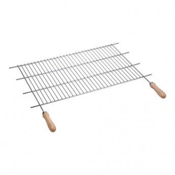 Grelha de zinco para bbq com pegas de madeira 100x40cm ref 73895 SAUVIC