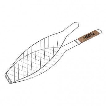 Grelha para peixe com cabo de madeira 14x58cm bbq ref 73869 BBQ COLLECTION