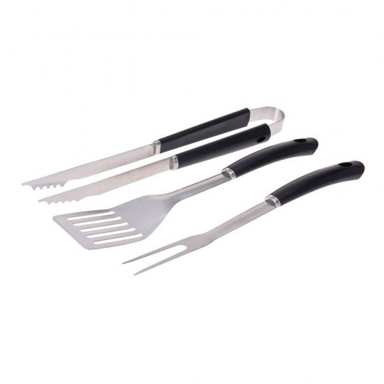 Set de 3 utenslios para churrasqueira. pvc/ao inoxidvel cor preto edm ref 73848 VAGGAN