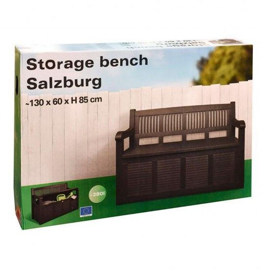 Banco de jardim com armazenamento 280 l cor: cinza escuro 130x60x85cm modelo: salzburg refª 73797 NU Banco de jardim com armazenamento 280 l cor: cinza escuro 130x60x85cm modelo: salzburg refª 73797 NU