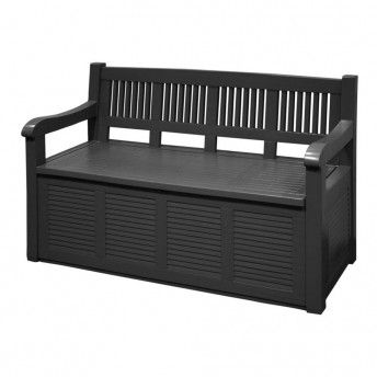 Banco de jardim com armazenamento 280 l cor: cinza escuro 130x60x85cm modelo: salzburg ref 73797 NU