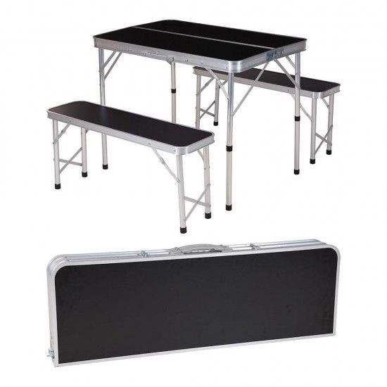 Conjunto de campismo. mesa com 2 bancos de alumnio. 90x60x70cm ref 73780 REDCLIFFS