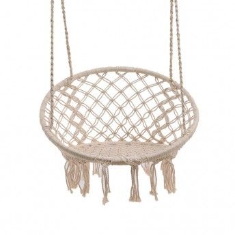 Cadeira baloio modelo bali algodo com franjas 82x123cm cor creme ref 73733 DECORIS