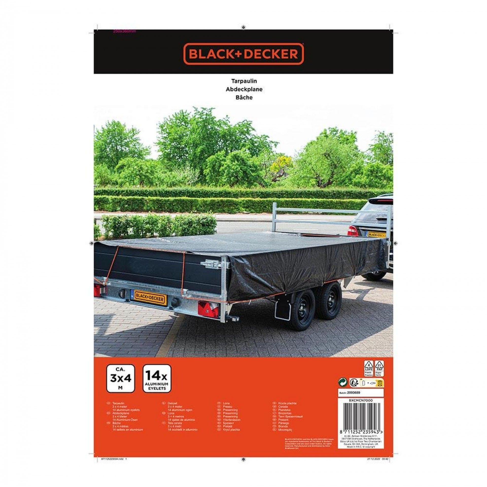 Lona preta para reboque, medidas: 3x4m. black & decker refª 73576 BLACK+DECKER