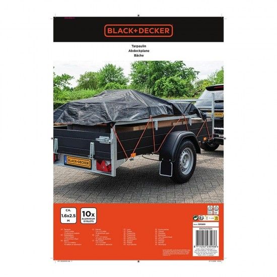 Lona preta para reboque, medidas: 1,6x2,5m. black & decker refª 73574 BLACK+DECKER Lona preta para reboque, medidas: 1,6x2,5m. black & decker refª 73574 BLACK+DECKER