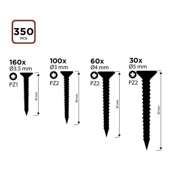 Sortido de parafusos para madeira ss refª 73505 BLACK+DECKER Sortido de parafusos para madeira ss refª 73505 BLACK+DECKER